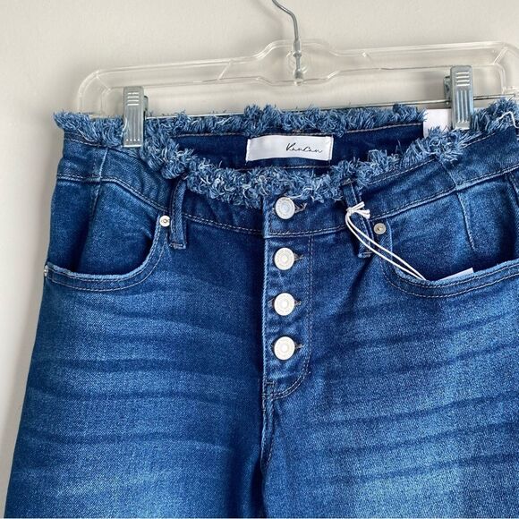 Kancan Veronica Mid Rise Frayed Waist Flare Jeans Button Fly Western Country - Picture 9 of 10